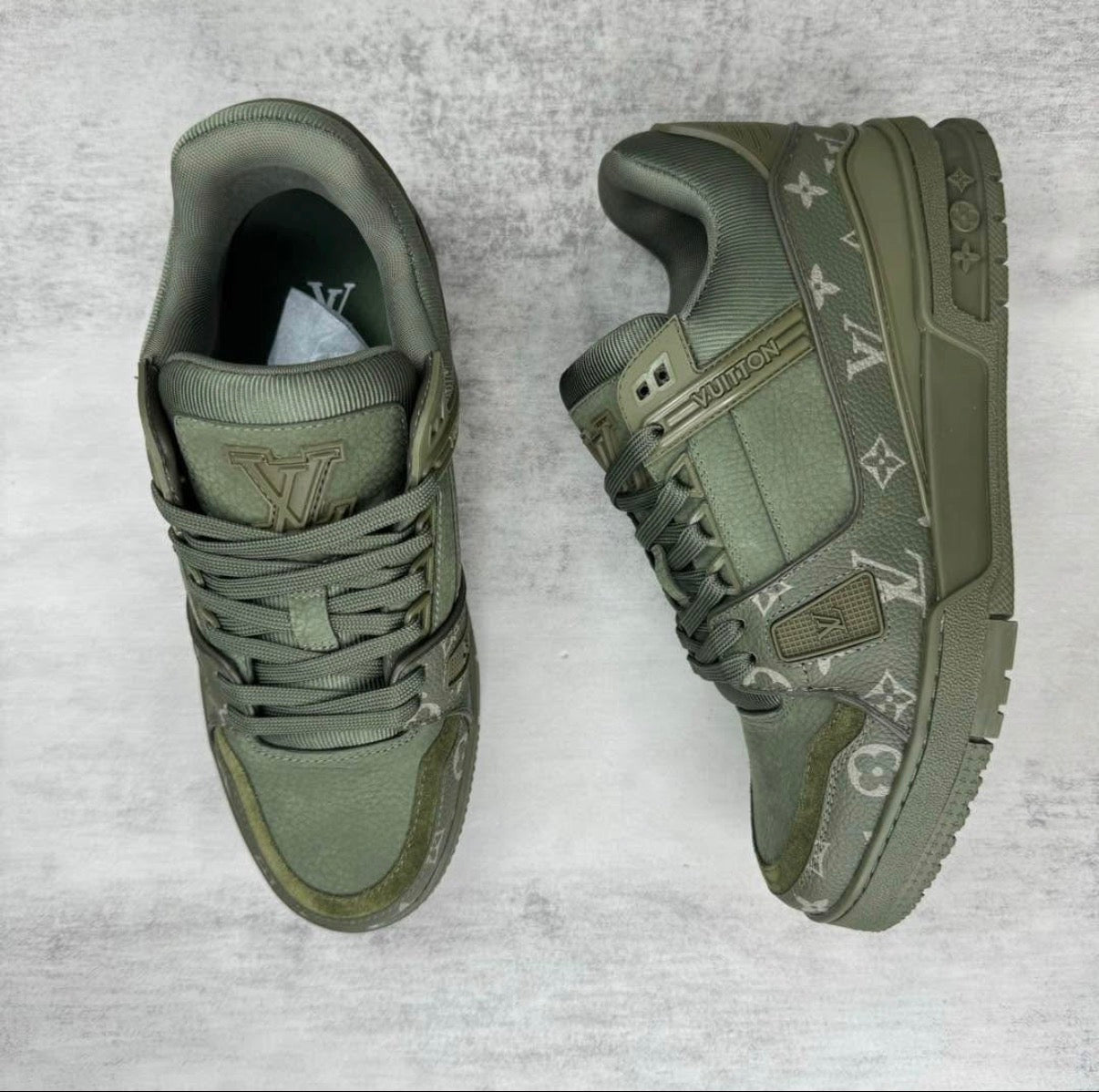 Green Louis Vuitton runners